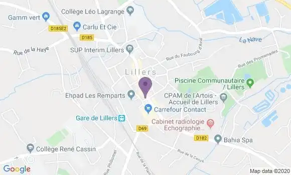 Localisation Crédit Agricole Agence de Lillers