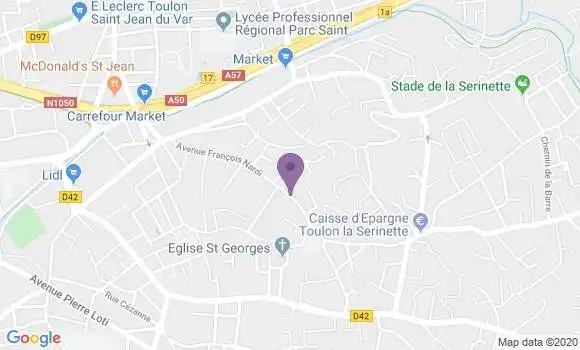 Localisation Crédit Agricole Agence de Toulon la Serinette