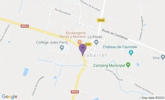 Localisation Crédit Agricole Agence de Gabarret