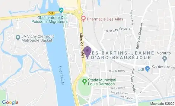 Localisation Crédit Agricole Agence de Vichy les Ailes