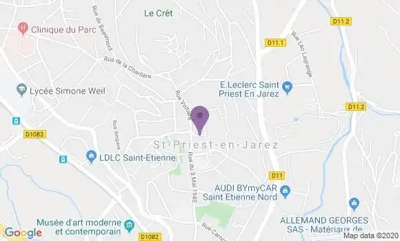 Localisation Crédit Agricole Agence de Saint Priest en Jarez