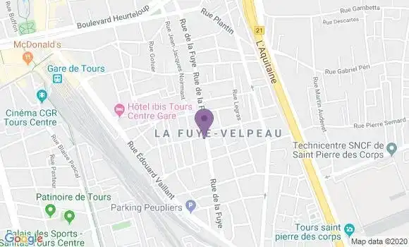 Localisation Crédit Agricole Agence de Tours Velpeau