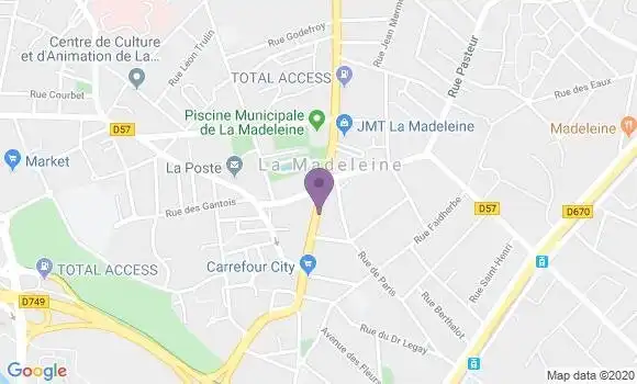 Localisation Crédit Agricole Agence de La Madeleine