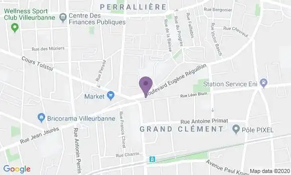 Localisation Crédit Agricole Agence de Villeurbanne Grandclément