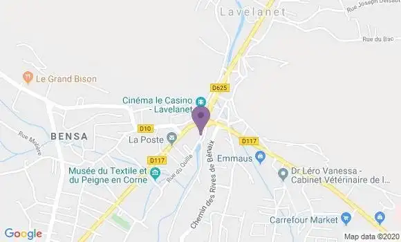 Localisation Crédit Agricole Agence de Lavelanet