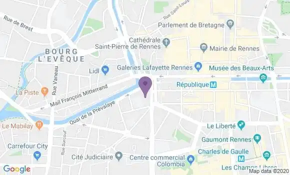 Localisation Crédit Agricole Agence de Rennes Liberté