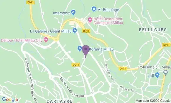 Localisation Crédit Agricole Agence de Millau le Crès
