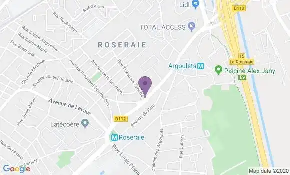 Localisation Crédit Agricole Agence de Toulouse la Roseraie