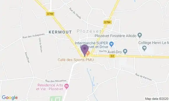 Localisation Crédit Agricole Agence de Plozévet