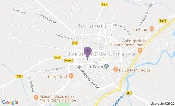 Localisation Crédit Agricole Agence de Beaumont de Lomagne