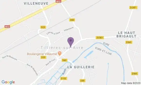 Localisation Crédit Agricole Agence de Tillières sur Avre