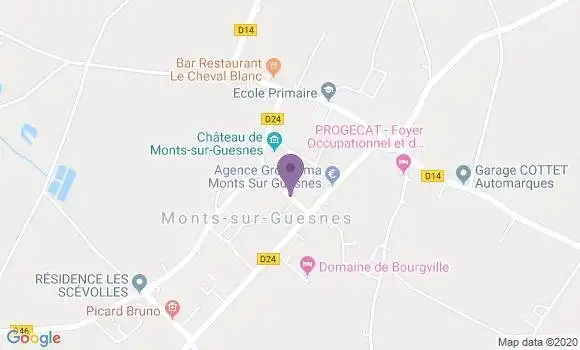 Localisation Crédit Agricole Agence de Monts sur Guesnes