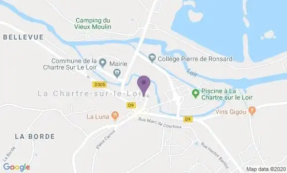 Localisation Crédit Agricole Agence de La Chartre sur le Loir