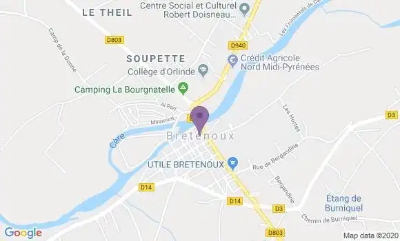 Localisation Crédit Agricole Agence de Bretenoux