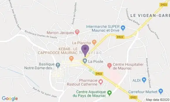 Localisation Société Générale Agence de Mauriac