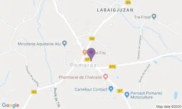 Localisation Crédit Agricole Agence de Pomarez