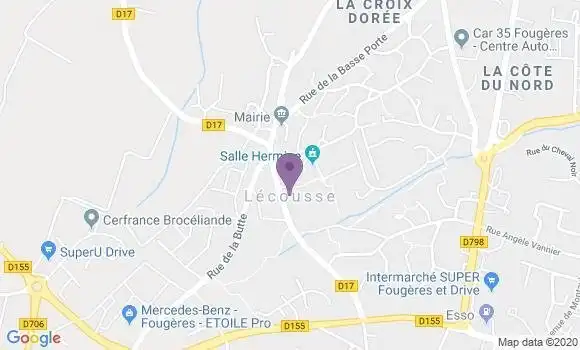 Localisation Crédit Agricole Agence de Lecousse le Parc