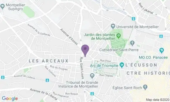 Localisation Crédit Agricole Agence de Montpellier Arceaux