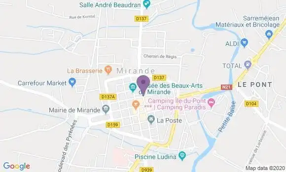 Localisation Crédit Agricole Agence de Mirande