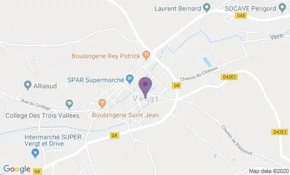 Localisation Crédit Agricole Agence de Vergt