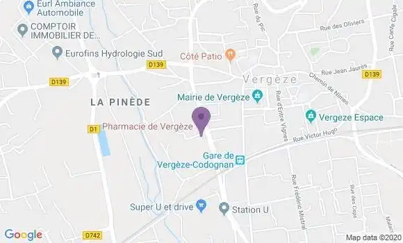 Localisation Crédit Agricole Agence de Vergèze