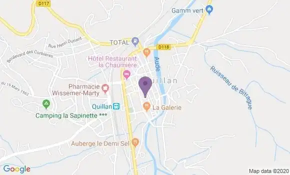 Localisation Crédit Agricole Agence de Quillan