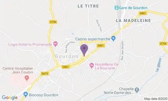 Localisation Crédit Agricole Agence de Gourdon