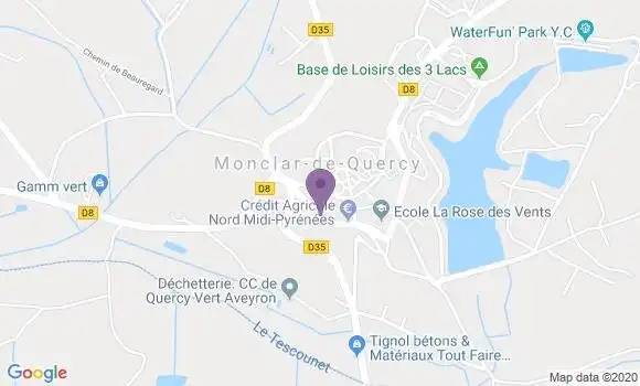 Localisation Crédit Agricole Agence de Monclar de Quercy