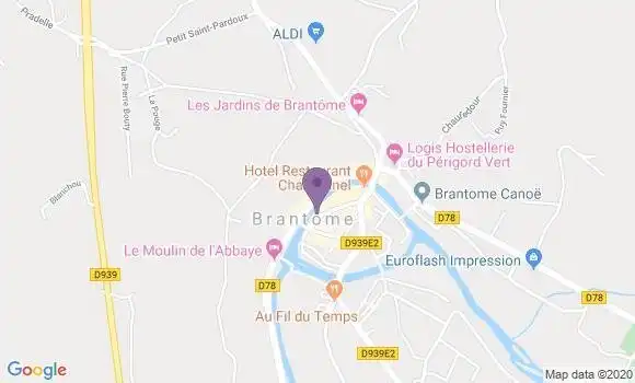 Localisation Crédit Agricole Agence de Brantôme