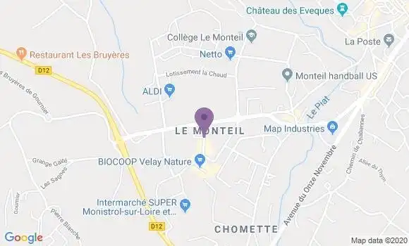 Localisation Crédit Agricole Agence de Monistrol sur Loire le Pêcher