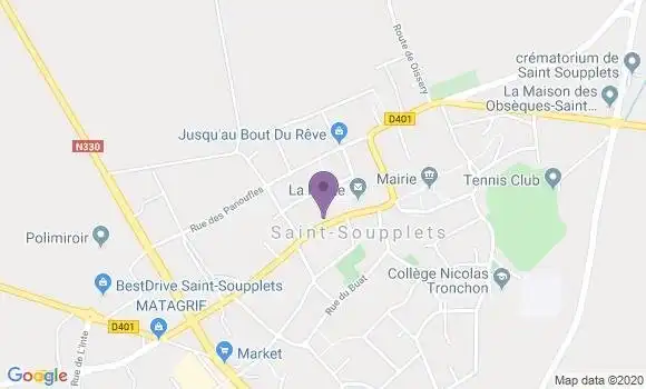 Localisation Crédit Agricole Agence de Saint Soupplets