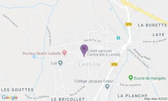 Localisation Crédit Agricole Agence de Lentilly