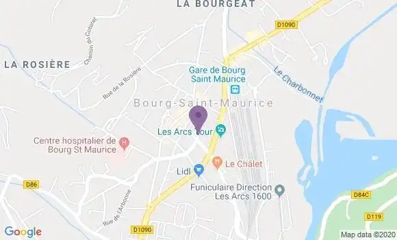 Localisation Crédit Agricole Agence de Bourg Saint Maurice