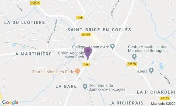 Localisation Crédit Agricole Agence de Saint Brice en Cogles
