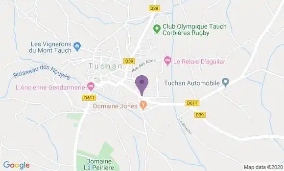 Localisation Crédit Agricole Agence de Tuchan