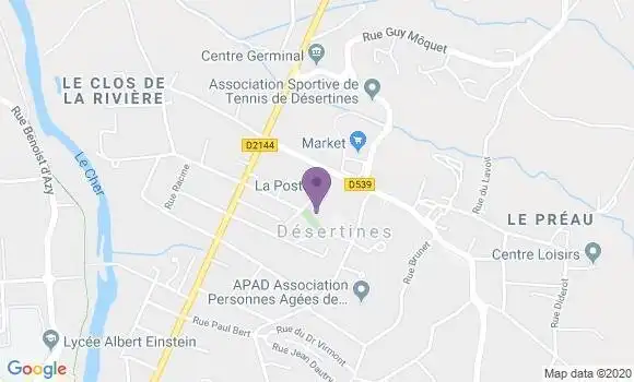 Localisation Crédit Agricole Agence de Désertines