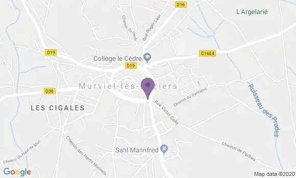 Localisation Crédit Agricole Agence de Murviel lès Béziers