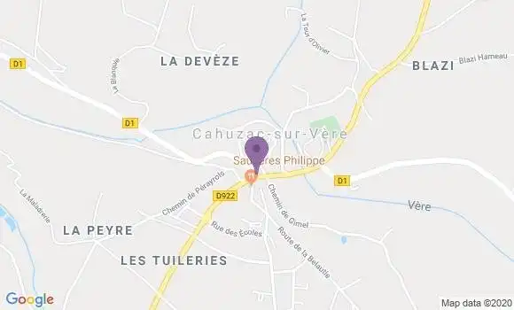 Localisation Crédit Agricole Agence de Cahuzac sur Vère