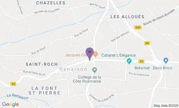 Localisation Crédit Agricole Agence de Renaison