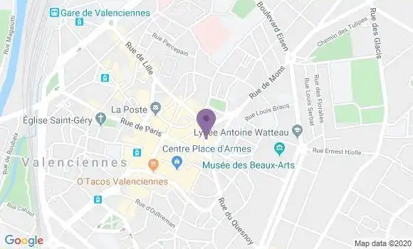 Localisation Crédit Agricole Agence de Valenciennes