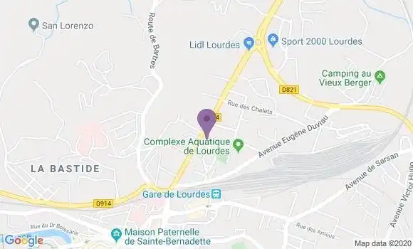 Localisation Crédit Agricole Agence de Lourdes Nord