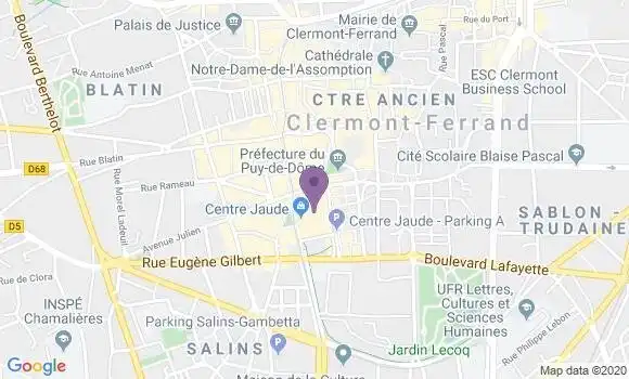Localisation Crédit Agricole Agence de Clermont Ferrand Centre Jaude