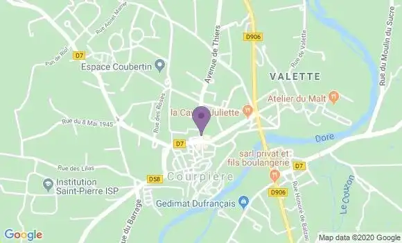 Localisation Crédit Agricole Agence de Courpière