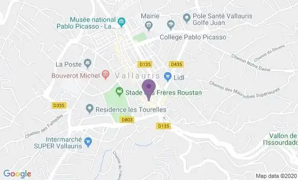 Localisation Crédit Agricole Agence de Vallauris