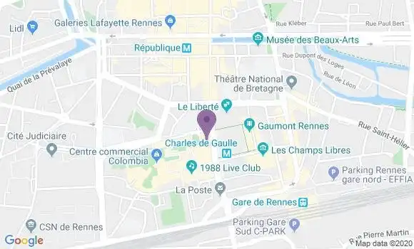 Localisation Crédit Agricole Agence de Rennes Isly