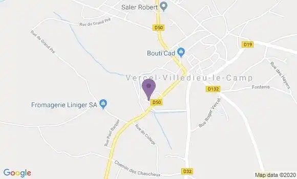 Localisation Crédit Agricole Agence de Vercel Villedieu le Camp