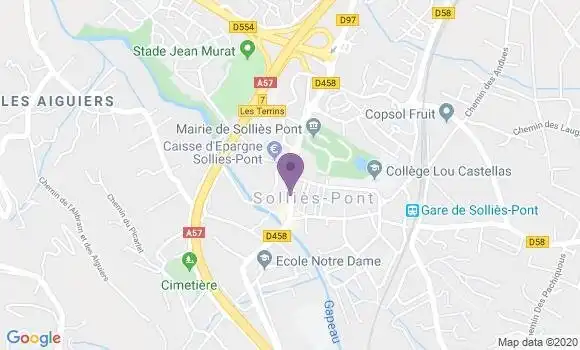 Localisation Crédit Agricole Agence de Solliès Pont