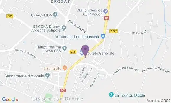 Localisation Crédit Agricole Agence de Livron sur Drôme