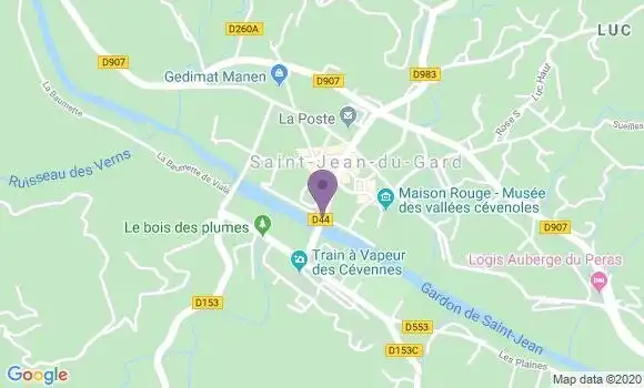 Localisation Crédit Agricole Agence de Saint Jean du Gard