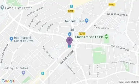 Localisation Crédit Agricole Agence de Brest Saint Martin